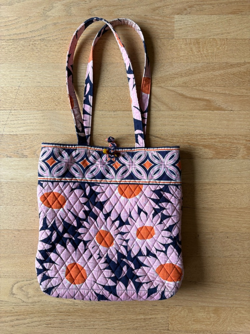 Vera Bradley Pink, Orange & Navy Quilted Floral Tote